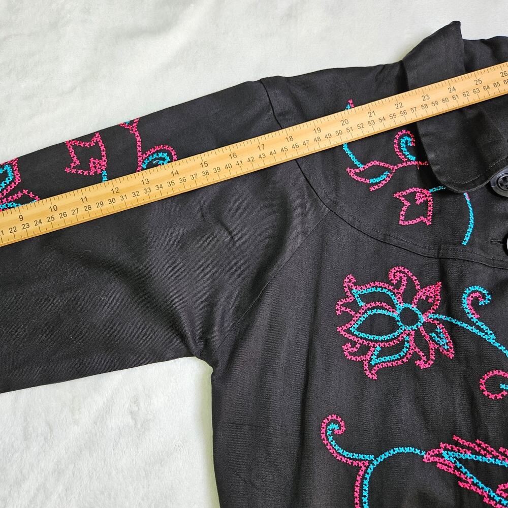 Choices Jacket Large Black Pink Floral Embroidered Rodeo Boho Cowgirl Western - Picture 15 of 15